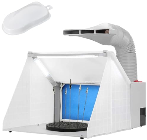 Portable Spray Booth Hose Kit with 3 LED Light Tubes, Turn Table for Airbrush Model with Filter Extraction
