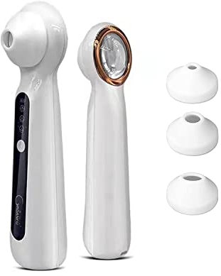 Visible Mitesserentferner mit LED Fülllicht und Lupe Mikroskop Elektrischer Vakuum Porenreiniger Akne Komedonen Extraktor Mitesser Pickel Sauger Werkzeug Kit mit 3 Silikonköpfen Elitzia