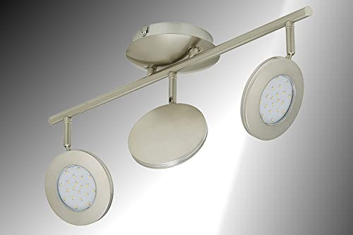 Trango 3-flammig 2804-032 LED Deckenleuchte in Nickel matt inkl. 3x LED Leuchtmittel 3000K warmweiß *Sherry* Badleuchte, Deckenstrahler, Deckenlampe, Flurlampe, Strahler, Wandlampe, Flurlampe
