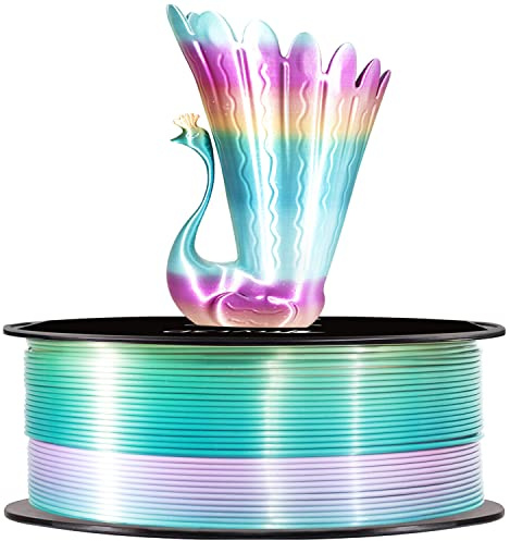 TTYT3D Silk Blue Purple Multicolored Fast Color Gradient Change PLA 3D Printer Filament, 1.75mm 1Kg Multi Colored Rainbow 3D Printing Material, Widely Fit for 3D Printers with Extra PLA Sample Pack by