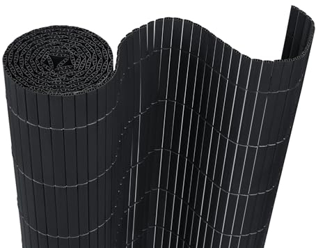 VA-Cerulean PVC Sichtschutzmatte Sichtschutzzaun 120x400CM, Anthrazit, Outdoor Sichtschutz mit verstärkten Lamellen, Zaunblende Windschutz UV-Beständig für Garten Balkon Fences Terrasse Zubehör