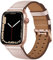 Miimall Compatible for Apple Watch 41mm/40mm/38mm Leather Strap, Genuine Leather Adjustable Band with Stainless Steel Buckle, Replacement Bracelet Strap for iWatch 8 7 6 5 4 3 2 1 SE(Pink)