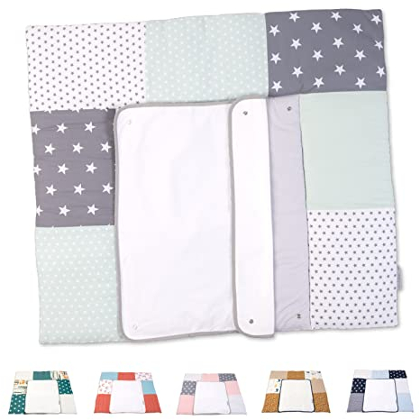 ULLENBOOM ® Wickelauflage 85x75 cm mit Frotteebezug - Mint Grün (Made in EU) - Wickelunterlage waschbar, Für Unterwegs geeignet, Bezug: 100% OEKO TEX Baumwolle, Wickeltischauflage 75x85
