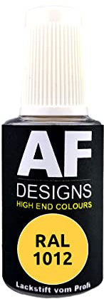Alex Flittner Designs Pennarello a vernice RAL 1012, giallo limone opaco, 20 ml, vernice per ritocco acrilico, per riparazione, legno, metallo, mobili da bagno