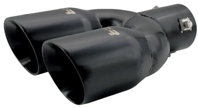 Simoni Racing Embout d'Échappement Rond Double/Oblique Inox Noir - 2xØ76xL240mm - Montage 34-60mm