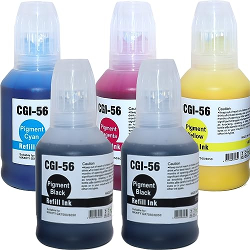 Molabel kompatible Tintenflaschen GI-56 / GI-56set (2× Schwarz, 1× Cyan, 1× Magenta, 1× Gelb) – Ersatz für Canon MAXIFY GX7050, GX6050, GX5050, GX4050 und GX3050