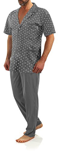 sesto senso Elegante Pigiama Uomo Bottoni 100% Cotone Set Manica Corta Pantalone Lungo M2 M Grigio Scuro