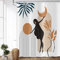 ASDCXZ Rideau de Douche Style Boho 90x180 cm, Art Abstrait Moderne Fille Jour Mois Blanc Lavables Textile Rideau Douche imperméable pour Baignoire avec 6 Crochets