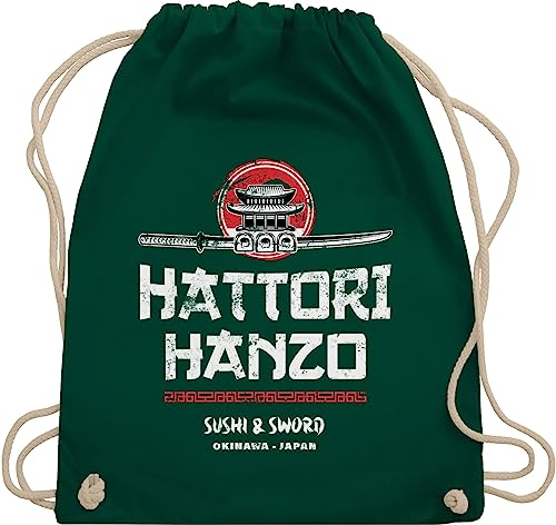 Turnbeutel Rucksack - Nerd Geschenke - Hattori Hanzo Sushi & Sword Vintage - Unisize - Dunkelgrün - geschenk zocker beuteltasche sprüche gamer baumwolle computer baumwoll für nerds stoff