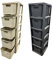 Grey Cream Large Spacious Rattan 5 Drawer Home Office Storage Modular Plastic Tower Unit (Grey)