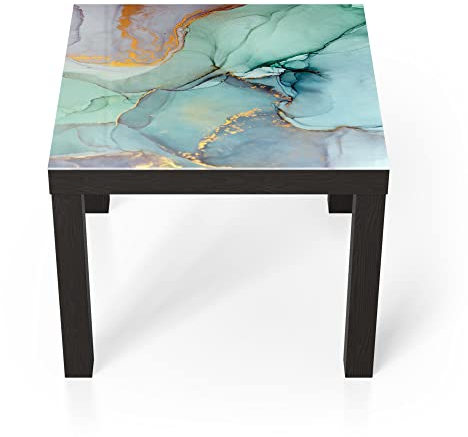 DEQORI Glastisch | schwarz klein 55x55 cm | Motiv Zerlaufene Wasserfarbe | ausgefallener Beistelltisch aus Glas | Hochglanz Couchtisch fürs Wohnzimmer | moderner Couch Tisch mit Design