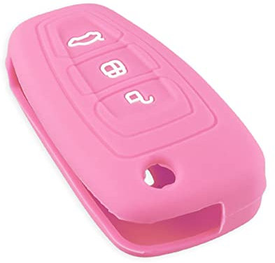 OTMIK Silikon Autoschlüssel Hülle passend für Ford Ranger C-Max S-Max Focus Galaxy Mondeo Transit Tourneo Custom Schlüsselhülle Zubehör (Rosa)
