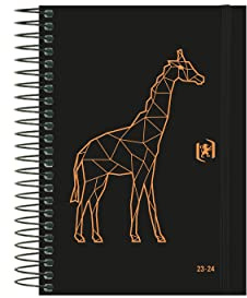 Oxford So Chic Kalender 2023 2024, Tag pro Seite, extra harter Einband, 12 x 18 cm, spanisches Design Giraffe