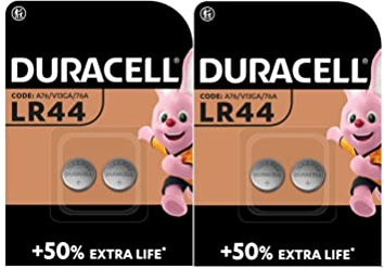 4X Duracell LR44 A76 V13GA 76A (2 Blister Da 2 batterie) 4 Pile