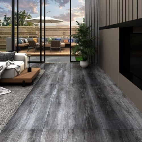 vidaXL PVC Laminat Dielen Selbstklebend 5,21 m² 2 mm Glänzendes Grau