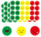 JXAXD 1200 Stück Smile Aufkleber Sticker 25mm Stimmungsaufkleber Smiley Face Sticker für Tagebuch Moderationskarten Moderationskoffer Belohnungssticker, Rot, Gelb, Grün