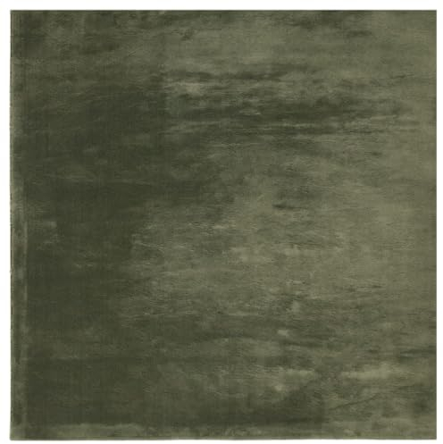 vidaXL Teppich, Wohnzimmerteppich Kurzflor Weich Waschbar, Moderner Teppich für Wohnzimmer Schlafzimmer, Flauschig Einfarbig rutschfest, Waldgrün 120x120cm