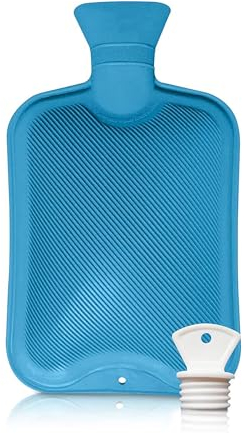 Primes DIY Hot Water Bottle, 500ML Classic Rubber Hot Water Bag for Menstrual Cramps, Feet Warmer, Neck, Shoulders Pain Relief, Back & Cosy Nights, Hot and Cold Therapy (Blue)