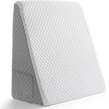 Premium Bed Wedge Pillow - Ergonomic Support for Sleeping, Post-Surgery, Acid Reflux Relief, and More - CertiPUR-US Certified Memory Foam - Removable Cover Included, Triangle, 24 x 22 x 7.5