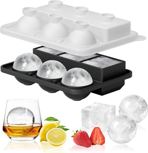 Eiswürfelform Eiswürfelbehälter Eiswürfel mit Deckel Silikon Wiederverwendbar Ice Cube Maker Tray Kugel Eiskugelform Ball Groß Rund Eiswürfelmacher Eiswürfelbox Eiswürfelschale Behälter Kaffee