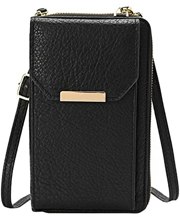 Arbeitsgürtel Mit Taschen Herren PU-Handytasche mit großer Kapazität, Damenhandtasche, einzelner Reißverschluss, vertikale Umhängetasche, Handy, Frauen, kleine Tasche Schultergurt (Black, One Size)