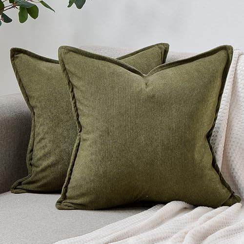 DakTou Kissenbezug 45x45 Grün Kordsamt Kissenbezüge Kissenhülle Sofakissen Couchkissen Dekokissen Dekorative Weiche Zierkissenbezüge für Sofa Sessel Zuhause Schlafzimmer 2er Set