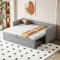 ZYLOYAL10 Polsterbett Ausziehbares Schlafsofa 90/180 * 200 cm mit Lattenrosten, Multifunktionsbett aus hautfreundlichem Samtstoff (Hellgrau - G)