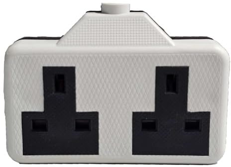 Mr. Gadget's Solutions Heavy Duty 2 Gang 13A Extension Socket – Rubberized Double Socket with Hard Rubber Casing, Durable Trailing Extension for Indoor & Outdoor Use, Perfect for Home (White)