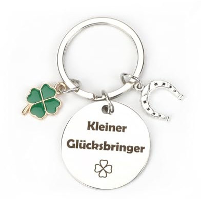 Personalisierter Schlüsselanhänger Aus Edelstahl Mit Hufeisen Und Vierblättrigem Kleeblatt-Anhänger Als Kleiner Glücksbringer, Ideales Geburtstagsgeschenk Für Guter Freundin Oder Zur Einschulung