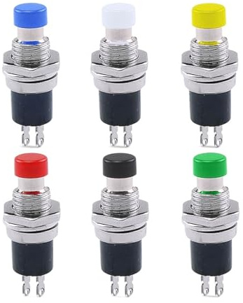 1PCS PBS-110 7mm Thread 2 pins Momentary Push Button Switch Normally Closed/Open Press the reset Momentary switch(Red,PRESS ON-NO_10PCS)