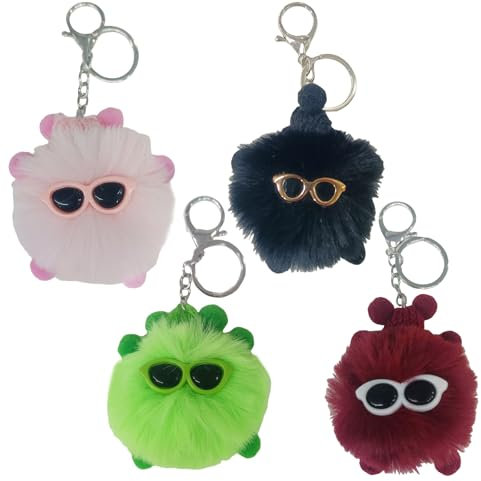 GUOYOU Porte Clef Pompon, Personnalisé Porte-Clés en Peluche Doux et Doux Porte Clef Voiture Femme Porte Clés Universel pour Femmes Filles Clé De Voiture Accessoire,Décorations de Sac à Dos