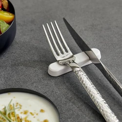 6 pz Poggia posate da tavolo 8 cm in melamina, appoggio posate tavola bianco, Portaposate ristorante BIANCO