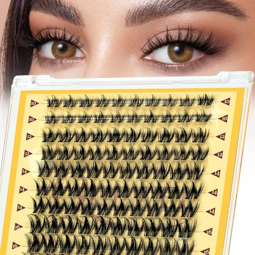 QUEWEL Cils Manga, aspect naturel, cils en grappes, moelleux, 120 pièces, captivants avec différents styles de maquillage, extensions de cils DIY, faciles à utiliser à la maison (QX)