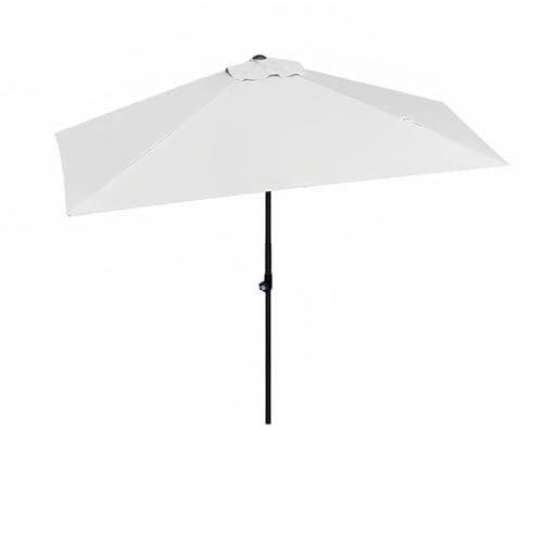GUOGLZ 2.7（m） Half Parasol, Round Garden Balcony Umbrella With Crank Handle, Sunshade, Water Resistant- NO BASE INCLUDED(White)