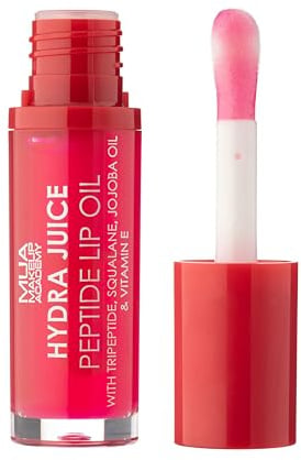MUA Hydra Juice Peptide Lip Oil, Raspberry Jam (Pack of 1) | Red Colour with a Raspberry Scent, Infused with Peptides & Vitamin E, High-Gloss Finish, Vegan & Cruelty Free