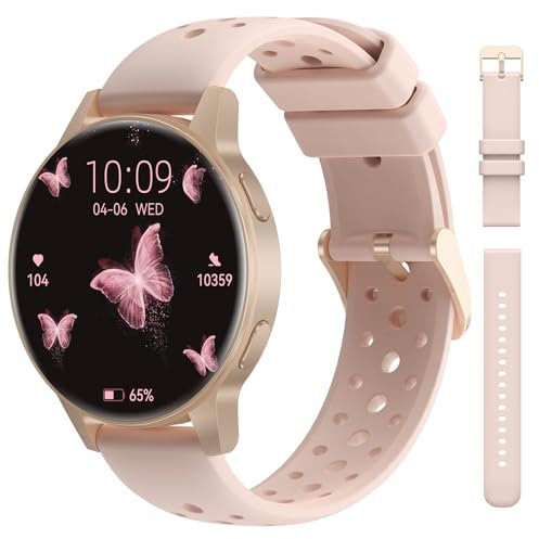 RifePhi Reloj Inteligente Mujer con Llamadas, 1.27 TFT Smartwatch con Bluetooth, Ciclo Femenino/24H Pulsometro/Monitor de Sueño/120 Modos Deportivos Calorías, IP68 para iOS Android (Rosa)