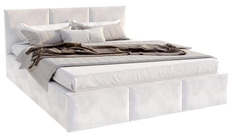 Bett Fresia 160x200 cm mit Lattenrost Stauraum Doppelbett Samt Trinity weiß Bettkasten