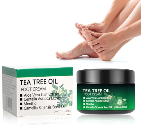 Tea Tree Foot Cream for Cracked Heels & Dry Skin - Foot Cream for Hard Skin with Tea Tree Oil, Cracked Heel Cream & Hard Skin Remover, Foot Moisturiser for Women, Suitable for Dry, Calloused Feet
