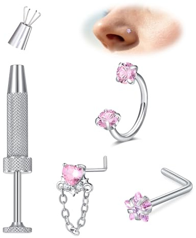 MODRSA 18G Hufeisen Nasenpiercing, 8mm Edelstahl CZ Nasenring Piercing Innengewinde Nostril Nasenring Silber Gold Septum Ring für Damen Herren