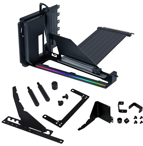 Lian Li ATX - Kit GPU verticale con 4 slot per PC (VG4v4), cavo riser di prima generazione 5 PCI-E 5.0 x 16-200 mm, compatibile con PCIe 3.0/4.0, posizione regolabile, si adatta alla maggior parte | Cavo Riser Premium Gen 5 PCI-E 5.0 x16-200mm, compatibile PCIe 3.0/4.0, posizione regolabile, supporto anti-sag