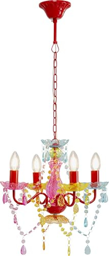 Kare Design Hängeleuchte Starlight Rainbow 4-Arm, Mehrfarbig/Bunt, Hängelampe, Stahlgestell, kein Leuchtmittel inklusive, E14, Wohnzimmer, moderne Leuchte, Designer Lampe