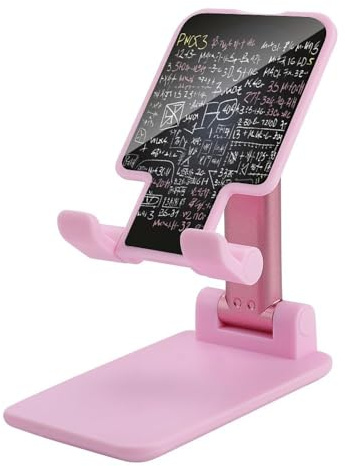 VstaDank Supporto per telefono cellulare con formula matematica per scrivania, regolabile, pieghevole, per smartphone e tablet da 4-13 pollici, accessori da scrivania da viaggio e ufficio, stile rosa