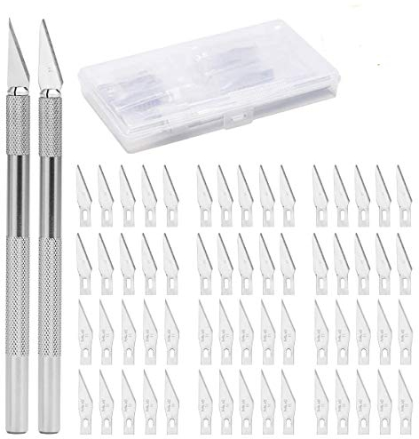 ZITFRI Cutter Precisione 2 Coltelli a 60 Lame Cutter di Precisione Taglierino di Precisione Cutter Modellismo Taglierino Precisione in Alluminio Usato per Tagliare la Carta Intaglio Fai Da Te