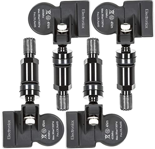 Electronicx 4 RDKS TPMS Reifendrucksensor Reifendruck Sensor Sensoren Reifendruckkontrollsystem Ventile Reifenkontrollsystem Metallventil Schwarz kompatibel mit Forester Levorg Outback