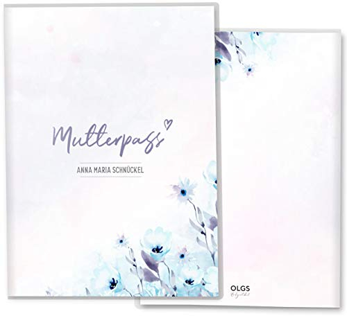 OLGS Mutterpasshülle Florentina Aquarell Winter - Personalisierbar mit Ultraschallbildfach