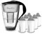 PearlCo - Carafe avec Filtre à Eau en Verre - Noir - 6 Cartouches Protect+ Classic Incluse (Compatible avec Brita Classic)