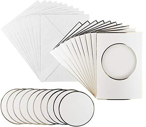 Ideen mit Herz Grußkarten-Set mit Umschlägen & Stanzteilen | 10 x 3-Fach-Karten mit Passepartout | Ideal für Glückwünsche zum Geburtstag, Hochzeit | Din B6 (Kreis | naturweiß)