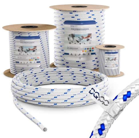 POLYPROPYLENSEIL – 20mm – 25m – Weiss – Flechtleine Textilseil Schnur Rope Kordel Kunststoffseil geflochten