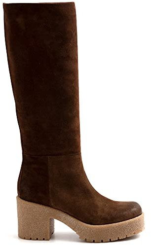 LES TULIPES Stivale con Tacco camoscio Marrone con para - 3011 Crosta Espresso - Taglia 41