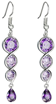 ZESLIV Damen hängende Ohrringe lang Weißgold Strass kristall Violett Ohrringe Ohrhänger Hängeohrringe Ohrstecker Modeschmuck